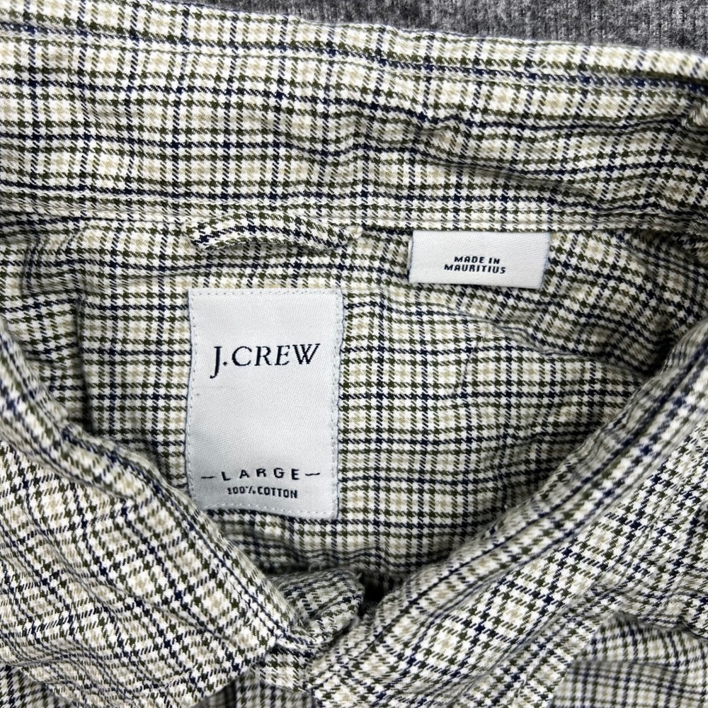 J. Crew Shirt Mens Large Green Tan Plaid Button Down Long Sleeve Cotton - Picture 15 of 16